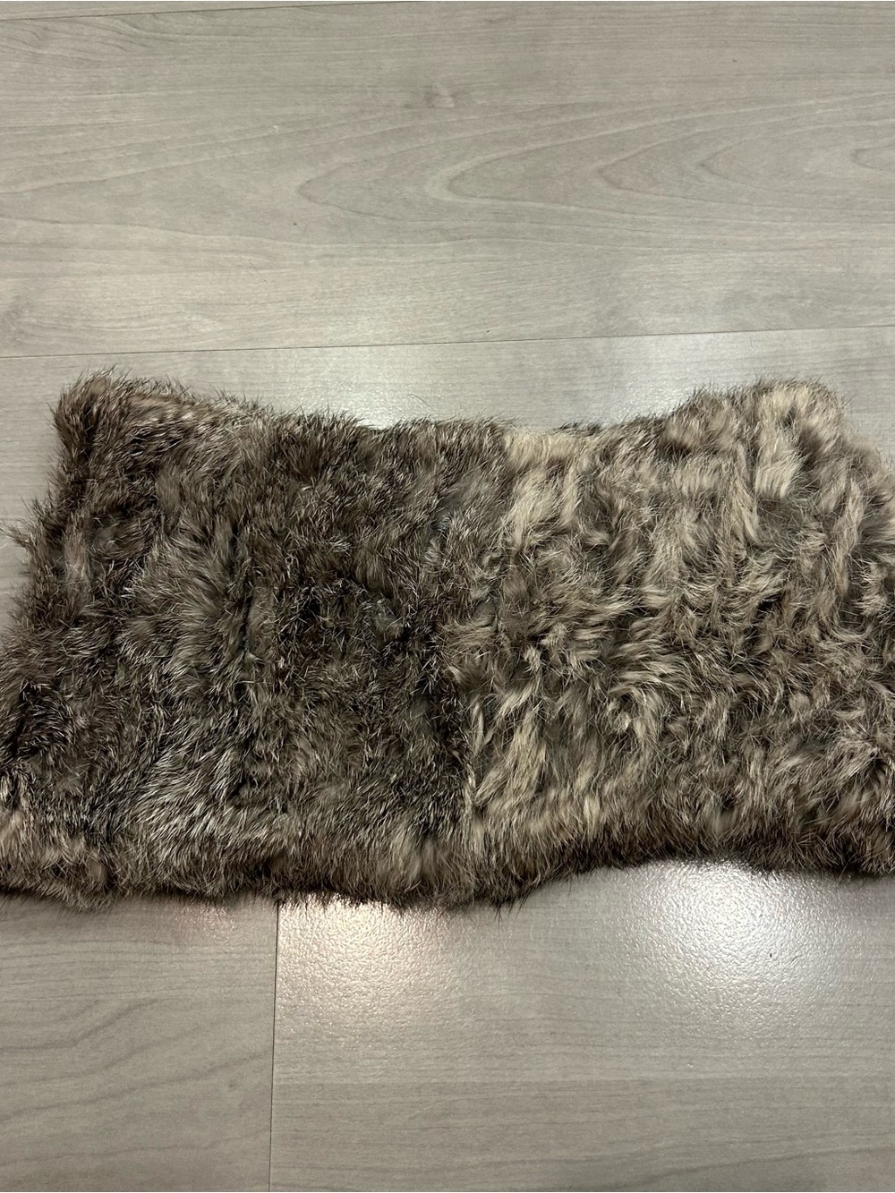 Surell 100% Rabbit Fur Scarf Neck Warmer Wrap Gray Brown Genuine Fur